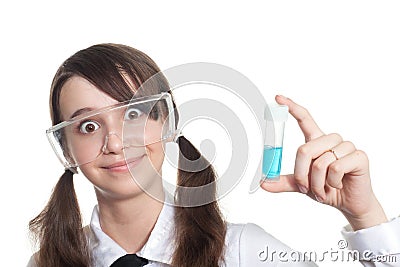 Clever student with test tube Stock Photo