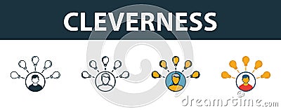 Cleverness icon set. Four elements in diferent styles from project management icons collection. Creative cleverness icons filled, Stock Photo