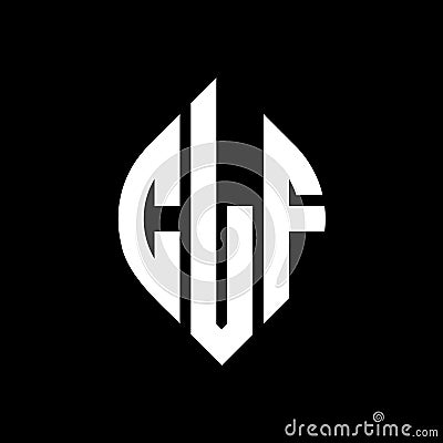 CLF circle letter logo design with circle and ellipse shape. CLF ellipse letters with typographic style. The three initials form a Vector Illustration