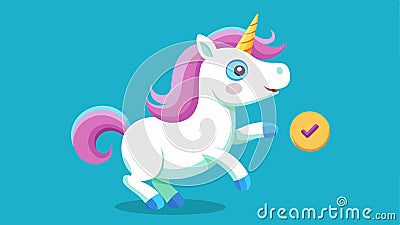 With a click of a button the childrens coded animation of a playful unicorn appeared much to their delight.. Vector Vector Illustration