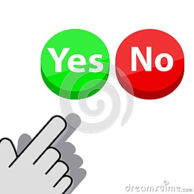 Click on button Yes or No Vector Illustration