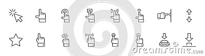 Click Buttons Icons. Icons Cursor, Mouse, Hand, Finger, Arrow. Editable Stroke Vector Illustration