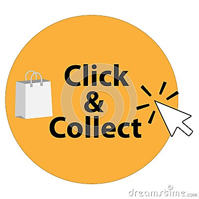 Click and collect icon on white background. click and collect with computer mouse pointer. click & collect sign. flat style Stock Photo