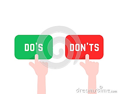 Click finger like do s and don ts button Vector Illustration