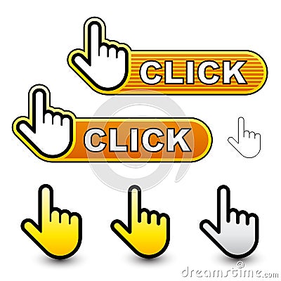 Click hand cursor labels Vector Illustration