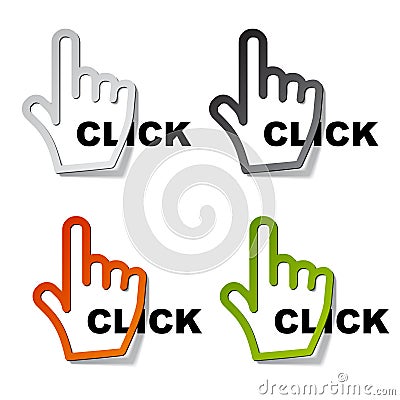 Click hand cursor stickers Vector Illustration