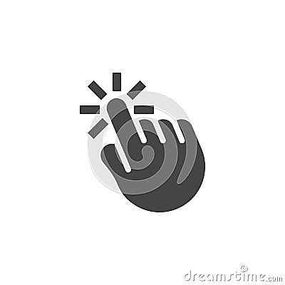 Click hand flat icon. Finger clicker as mouse web pictogram. Pointer, cursor, navigation in information systems label Vector Illustration