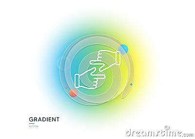 Click hands line icon. One finger palm sign. Gradient blur button. Vector Vector Illustration