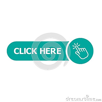 Click here button with hand pointer clicking Vector Illustration