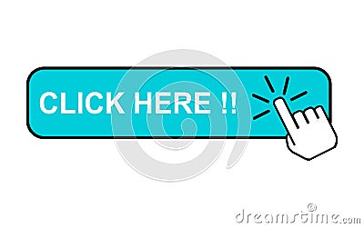 Click here web button, internet flat pointer design, press link vector illustration Vector Illustration