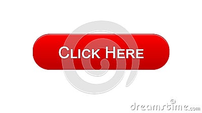 Click here web interface button red color, browsing web-site, advertising Stock Photo