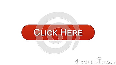 Click here web interface button wine red color, browsing web-site, advertising Stock Photo
