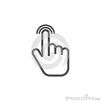 Click icon. Finger tap click. Hand index finger on a grey colored background. Vector Vector Illustration