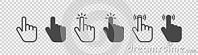 Click icon set. Clicking hand symbol. Finger cursor vector Vector Illustration