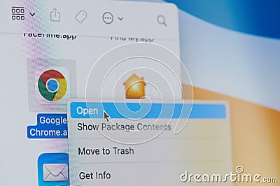Click and open google chrome app Editorial Stock Photo
