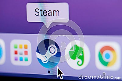 Click and open steam app Editorial Stock Photo
