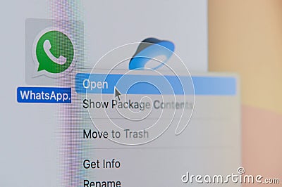 Click and open whatsapp messenger app Editorial Stock Photo