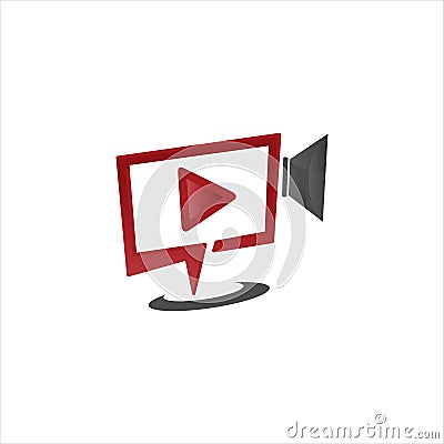 Click Play Logo with monitor computer icon Vector Illustration