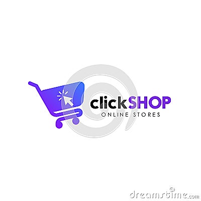 click shop logo icon design. online shop logo design template Vector Illustration