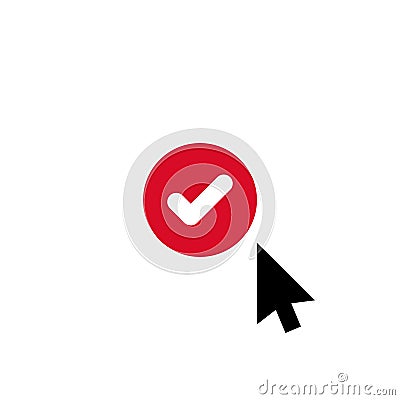 Click vector icon, cursor symbol with check sign. Cursor arrow icon and approved, confirm, done, tick, completed symbol Vector Illustration