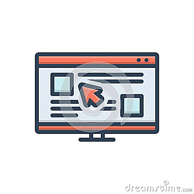 Color illustration icon for Clickable, browser and pointer Cartoon Illustration