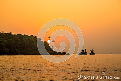 Sunset Seascape Goa Beach Sea Stock Photo