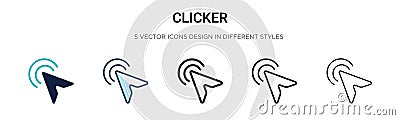 Clicker icon in filled, thin line, outline and stroke style. Vector illustration of two colored and black clicker vector icons Vector Illustration