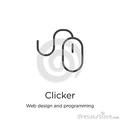 clicker icon vector from web design and programming collection. Thin line clicker outline icon vector illustration. Outline, thin Vector Illustration
