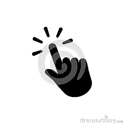 Clicking finger icon in flat. Hand pointer symbol Vector Illustration