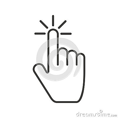 Clicking hand icon with drop effect. Tap or press hand vector. Touch something with finger. Vector EPS 10 Vector Illustration