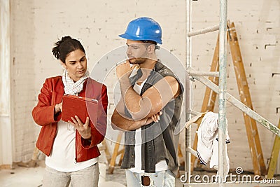 Client and contractor Stock Photo