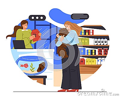 Client in pet store vector concept Vector Illustration