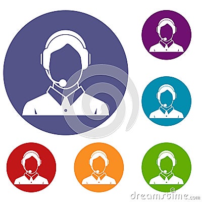 Client services , phone assistance icons set Vector Illustration