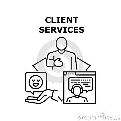 Client Services Vector Concept Black Illustration Stock Photo