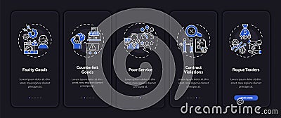 Client statements onboarding mobile app page screen with concepts Vector Illustration