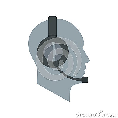 Client support service operator in headset icon Vector Illustration