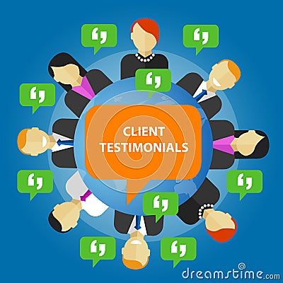 Client testimonials consumer feedback service opinion Vector Illustration