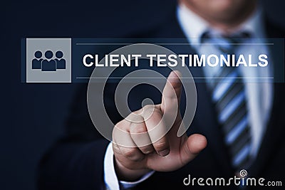 Client testimonials Opinion Feedback business technology internet concept Stock Photo