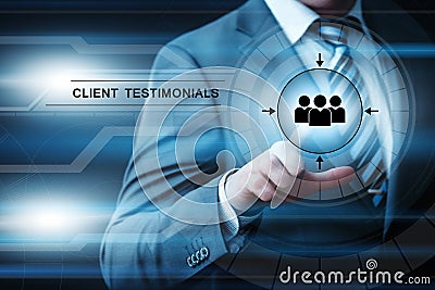 Client testimonials Opinion Feedback business technology internet concept Stock Photo
