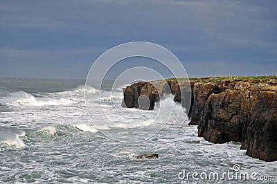 Cliff with awesome Wild Sea Stock Photo