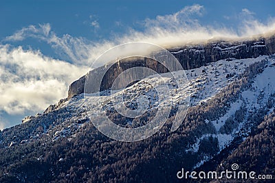 Cliff of Ceuze mountain with snow in Winter, Southern Alps, France Stock Photo