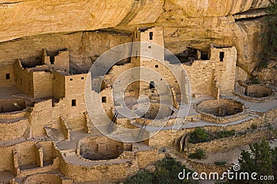 Cliff dwellings at Cliff Palace at Mesa Verde National Park Stock Photo