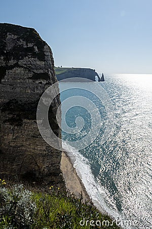 The cliff of Falaise d`Aval in Etretat, France Stock Photo