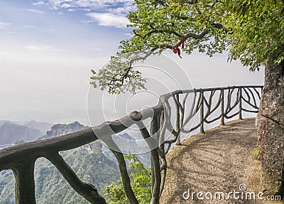 The Cliff Hanging Walkway at Tianmen Mountain, The Heaven`s Gate at Zhangjiagie, Hunan Province, China, Asia Stock Photo