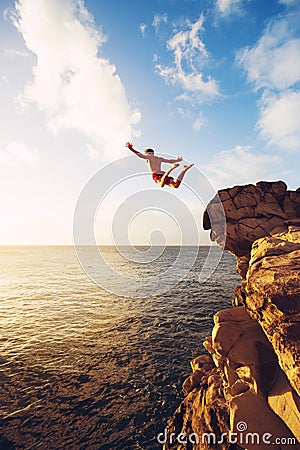 Cliff Jumping Stock Photo