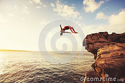 Cliff Jumping Stock Photo