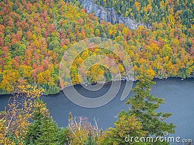 Cliff over Lower Ausable Lake in Adirondacks Stock Photo