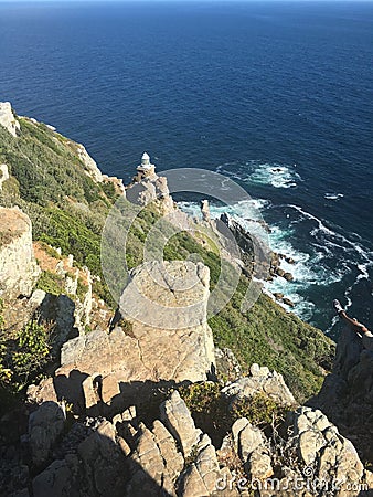 Cliff overlooking ocean Stock Photo