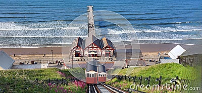 Cliff railway located in Saltburn by the Sea, Redcar and Cleveland, England Stock Photo