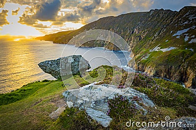 A cliff at Sliabh Liag, Co. Donegal on a sunny day Stock Photo